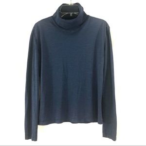 Lafayette 148 Blue Long Sleeve Stretch Turtleneck
